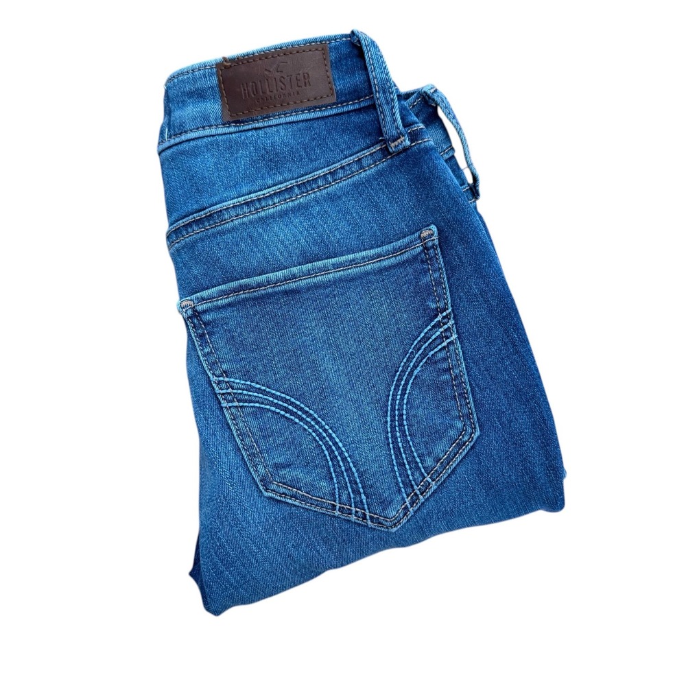 Hollister Jeans Women Size 0R Blue Curvy High-Rise Super Skinny Distressed